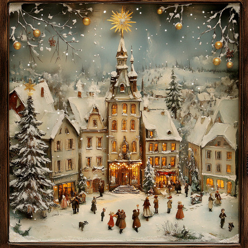 2PC 18ix18inch Winter Paint decal with frame style, wall mural, Holiday Wall De