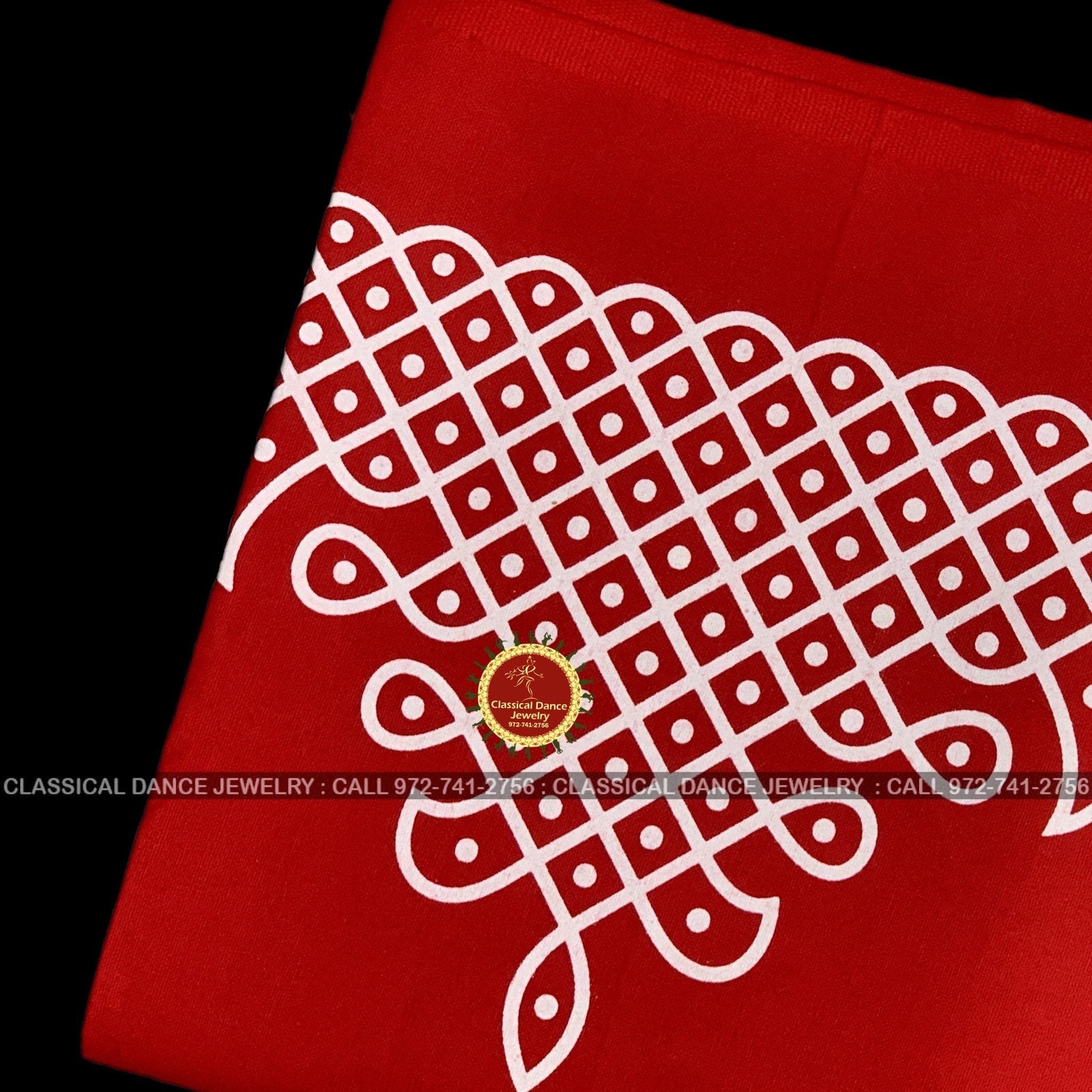 RED Muggu Rangoli Kolam Cotton Back Drop Cloth Ammavaru Weddings Puja Festivals