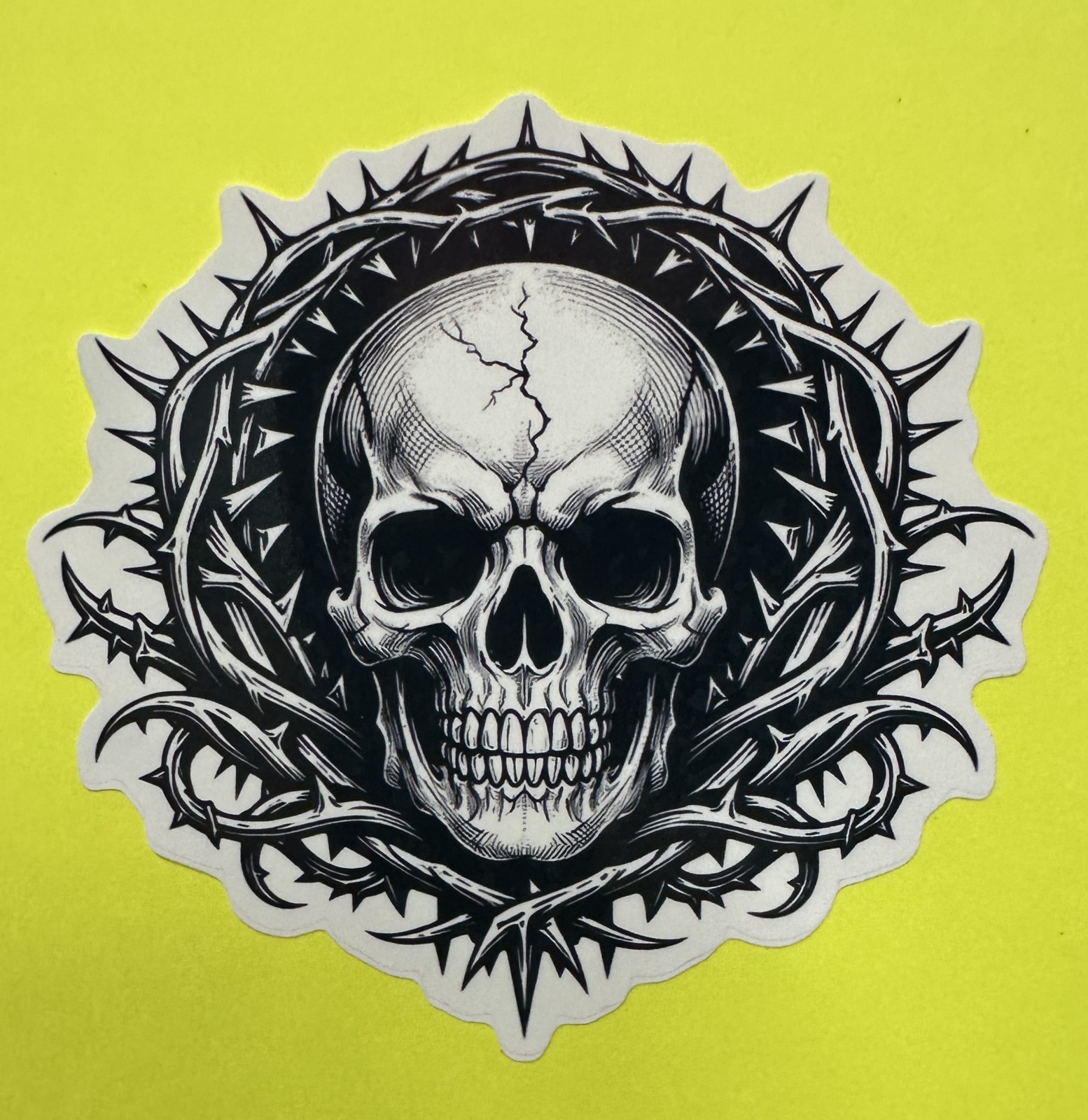 3 inch Thorn Crown Skull Gothic Vinyl Sticker Dark Skull Decal