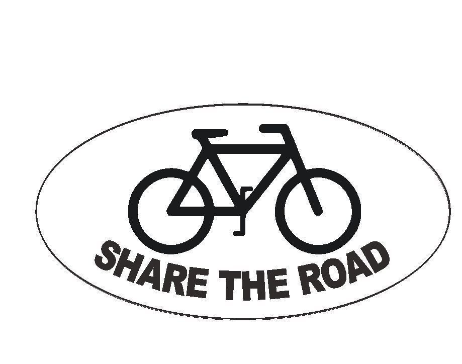 Bicycle Oval Bumper Sticker or Helmet Sticker D240 Euro Oval Share the Road
