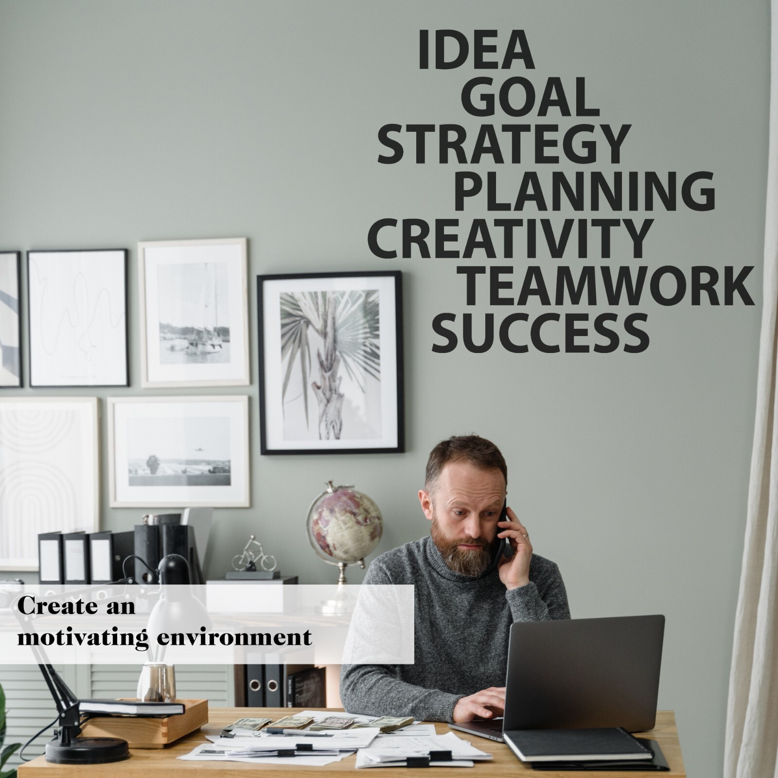 Idea Goal Office Wall Decal Sticker Decor Quote Teamwork Words Wall Art