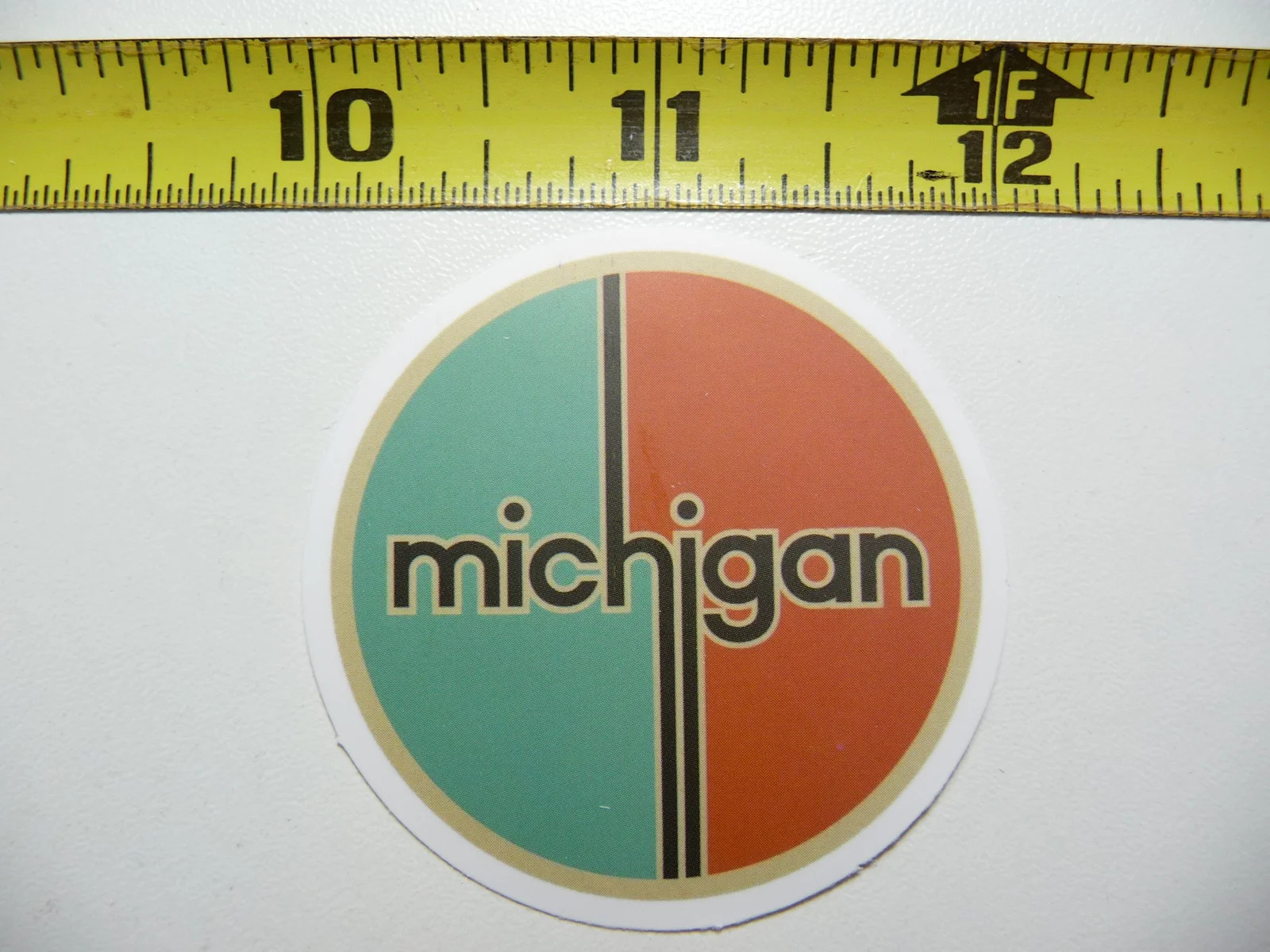 MICHIGAN ART DECO CIRCLE DESIGN SMALL STICKER DECAL TRAVEL STATE SOUVENIR
