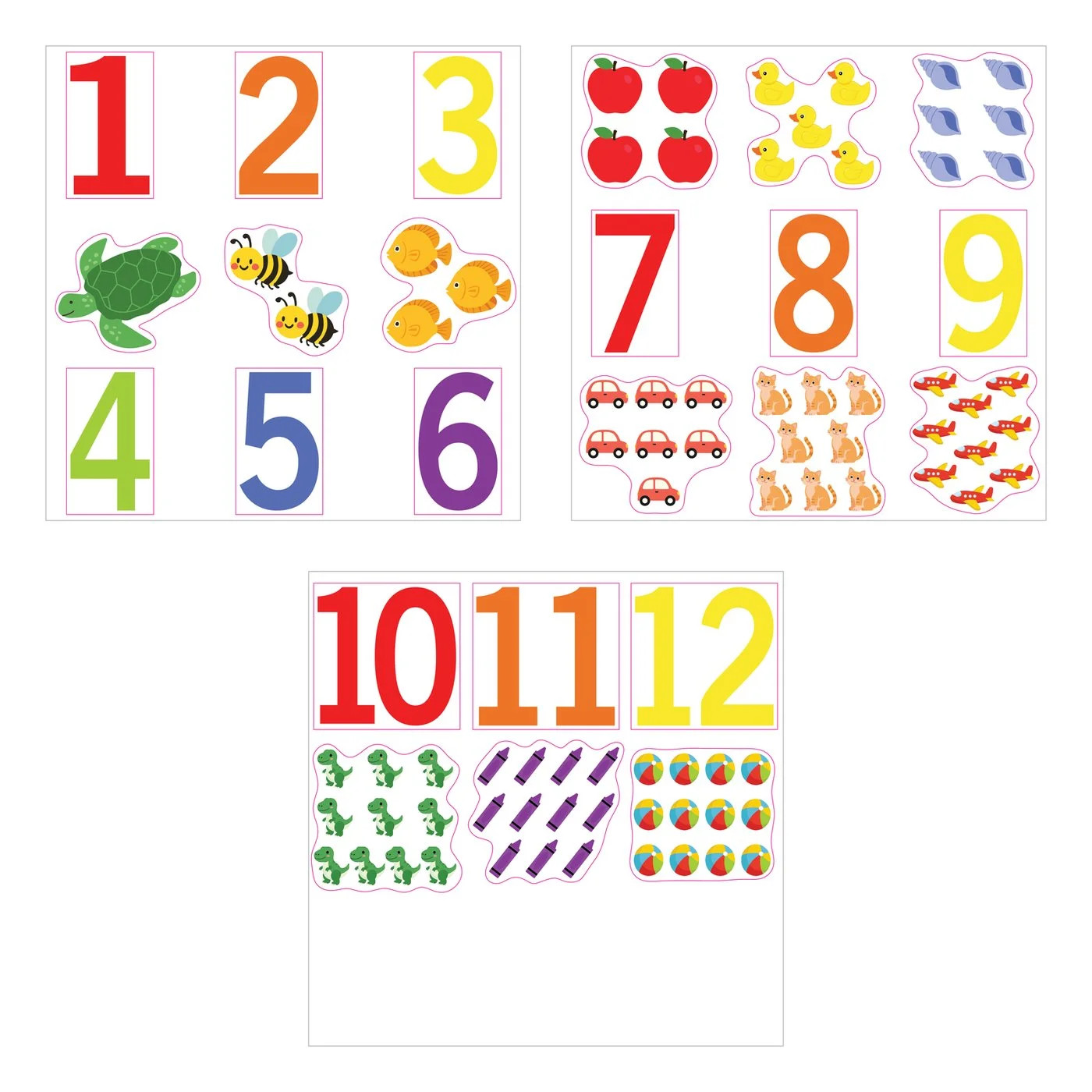Number Window Clings 24 Piece Counting Set 3 Sheets 12×12 Numbers 1-12 Decals