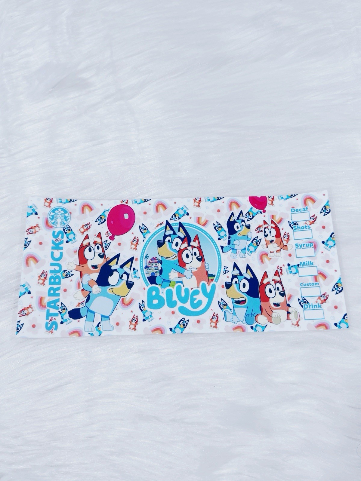 Bluey UV DTF Cup Wraps for 16 oz Glass Cups, 8 Sheets Transfers Variety