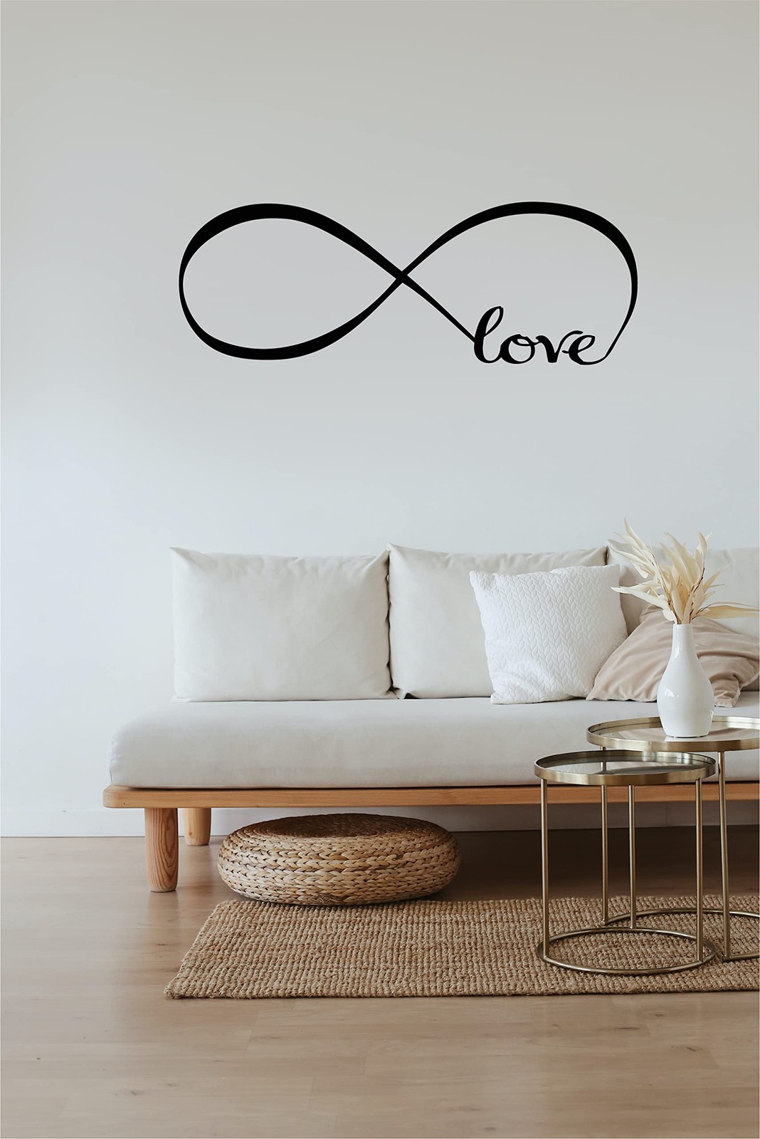 Wall Stickers Bedroom Decor Infinity Symbol Word Love Vinyl 7" X 22", Black