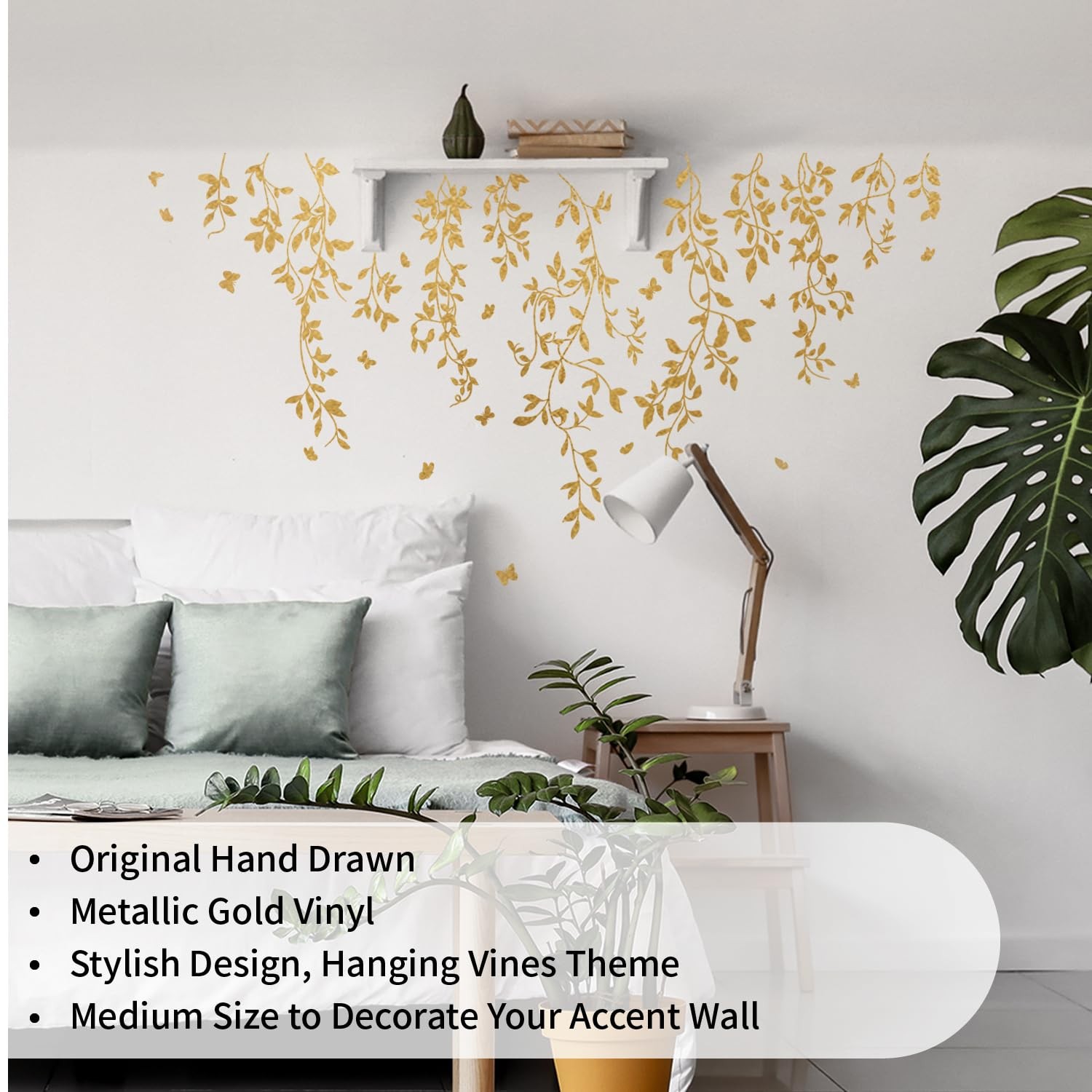 Flortlias Gold Metallic Wall Decals Peel and Stick Large Wall Stickers Large …