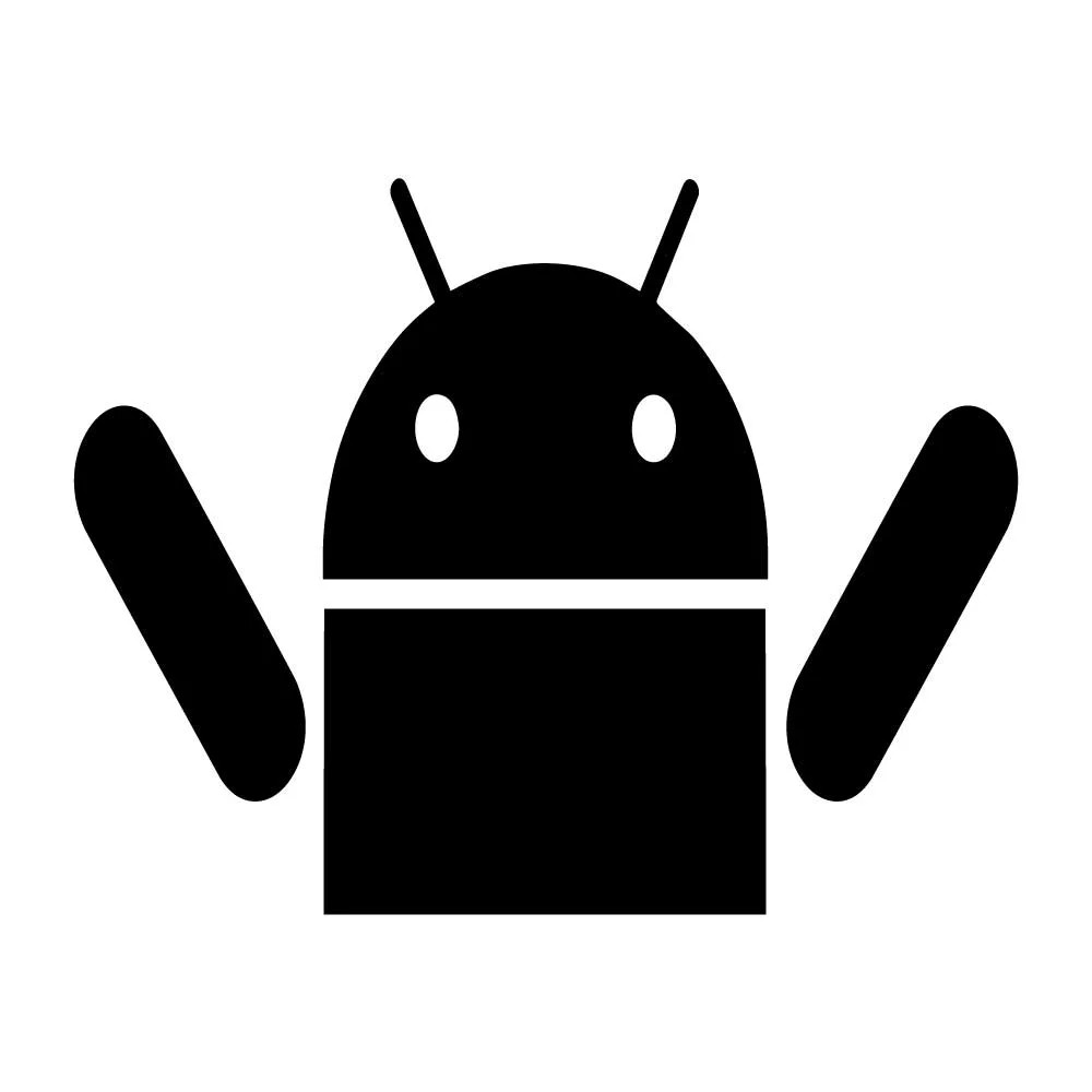 Cute Android Waving Decal Sticker Black Die Cut Vinyl