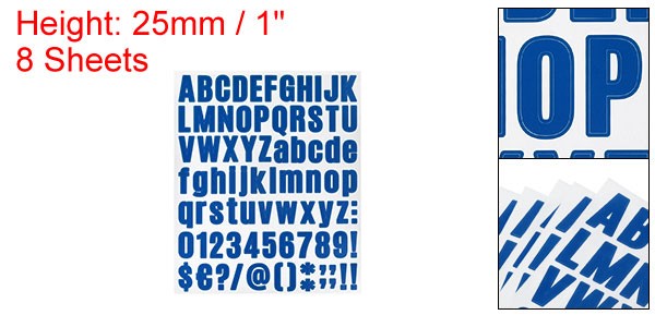 8Pcs 1" Vinyl Letter Number Sticker Dark Blue