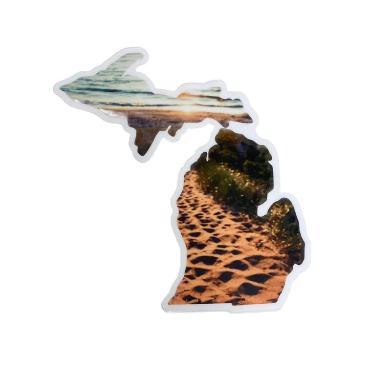 Michigan Sandy Beach Decal- Sandy Footprints- Michigan Beaches- Great Lake Sand
