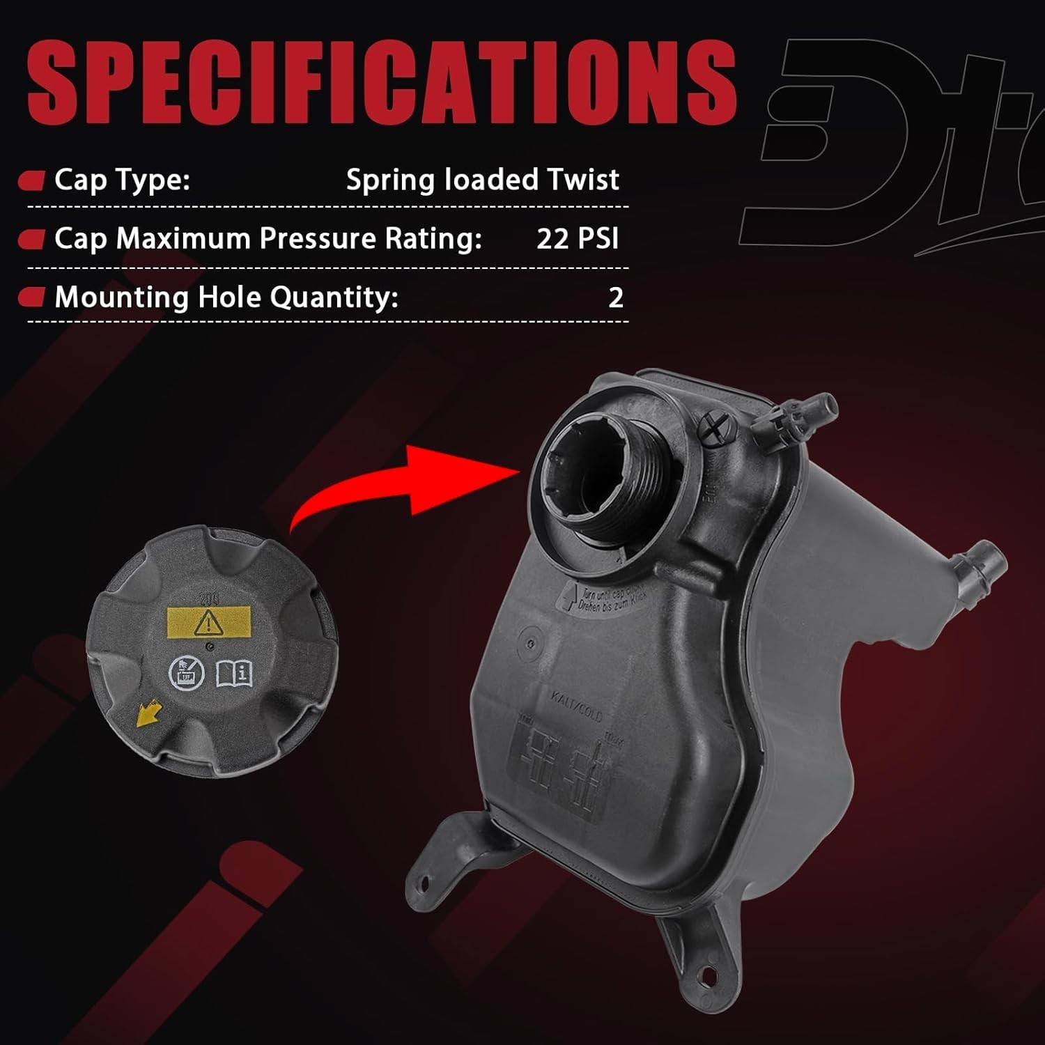 Engine Coolant Reservoir Radiator Expansion Tank with Cap Compatible with BMW Ve