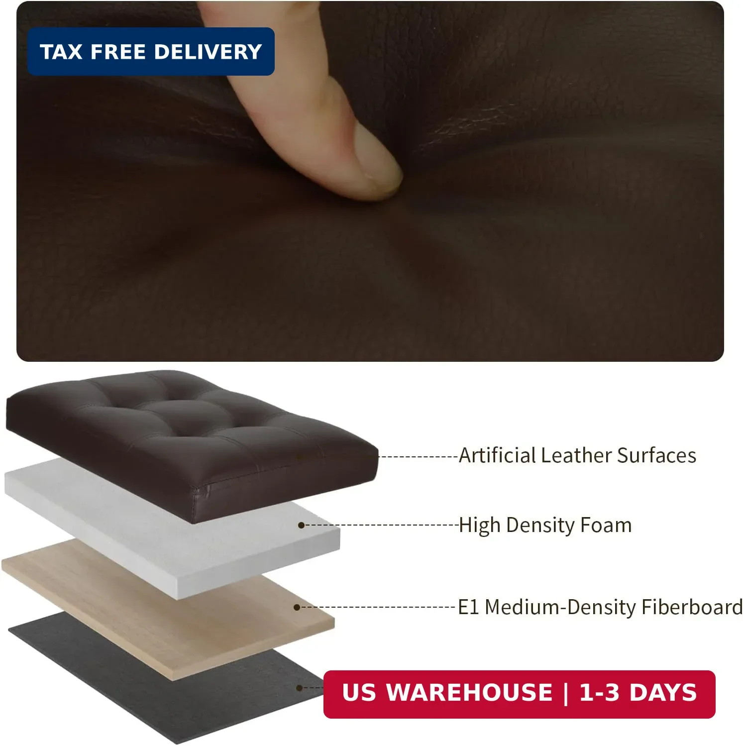 Storage Ottoman Foot Rest Stool, Foldable Leather Footstool Storage
