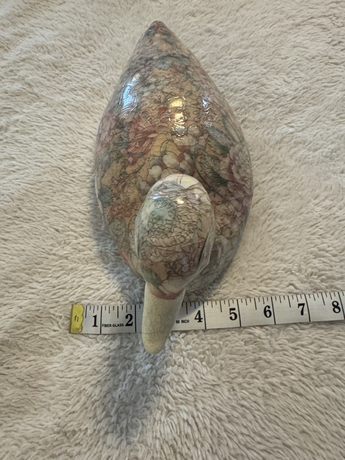 Vintage Floral Decoupage Duck Decoy Figurine Country Cottagecore Home Decor