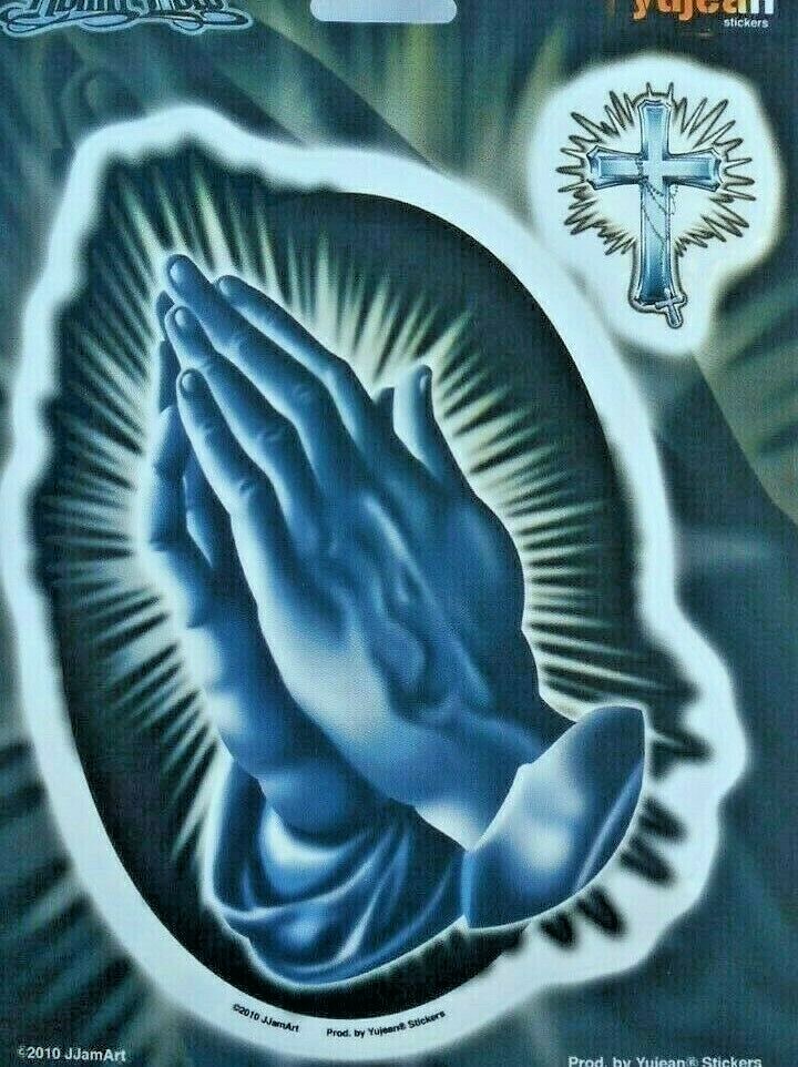 Praying Hands Decal Sticker Christian Catholic Faith Jesus 4.3/4" x 6.1/2"