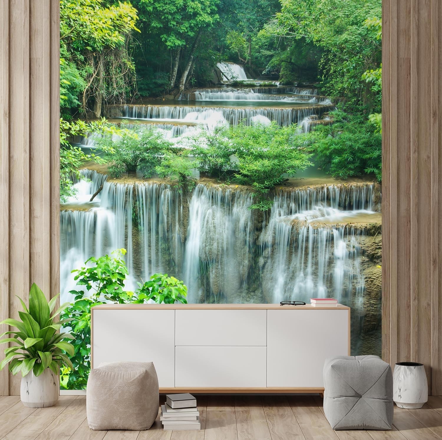 Wall Sticker / Wall Mural Tropical Forest Waterfall River Rapid Nature Wild