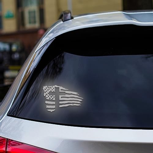 GRITKULTURE American Flag with Cross Vinyl Decal Sticker for US Reflective
