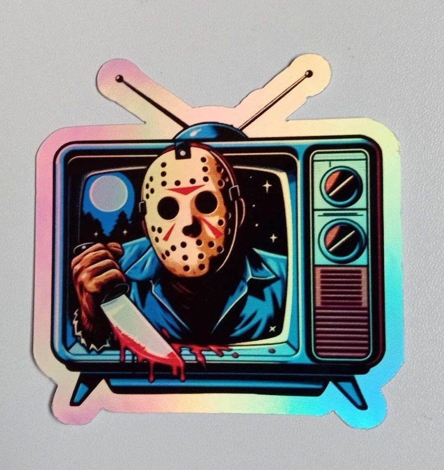 Jason Voorhees Horror Retro Tv Waterproof Holographic 3 Inch Sticker