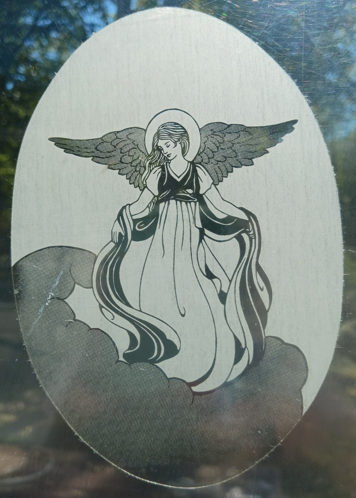 Angel Window Decal 20"x30" Etched Glass Look Cling Removable & Reusable 47
