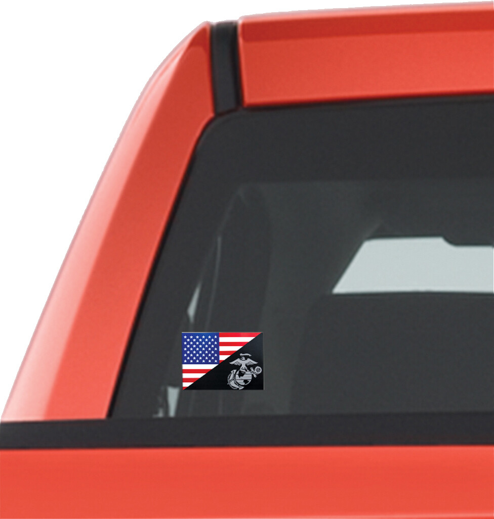 USMC Eagle, Globe and Anchor Flag Decal Adhesive Sticker USA American Outdoor