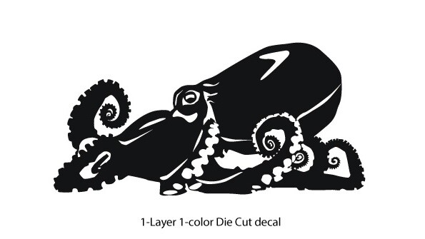 Sea Life – Octopus Diver Car Truck Bumper Die Cut Outdoor Vinyl Decal Sticker