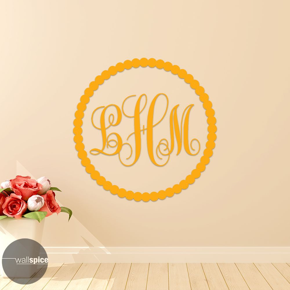 Circular Vine Interlocking Monogram Letters Initials Vinyl Wall Decal Sticker