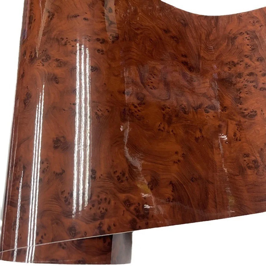 High Gloss Wood Grain Vinyl for Car Interior Furniture Countertop Wrap Sticker