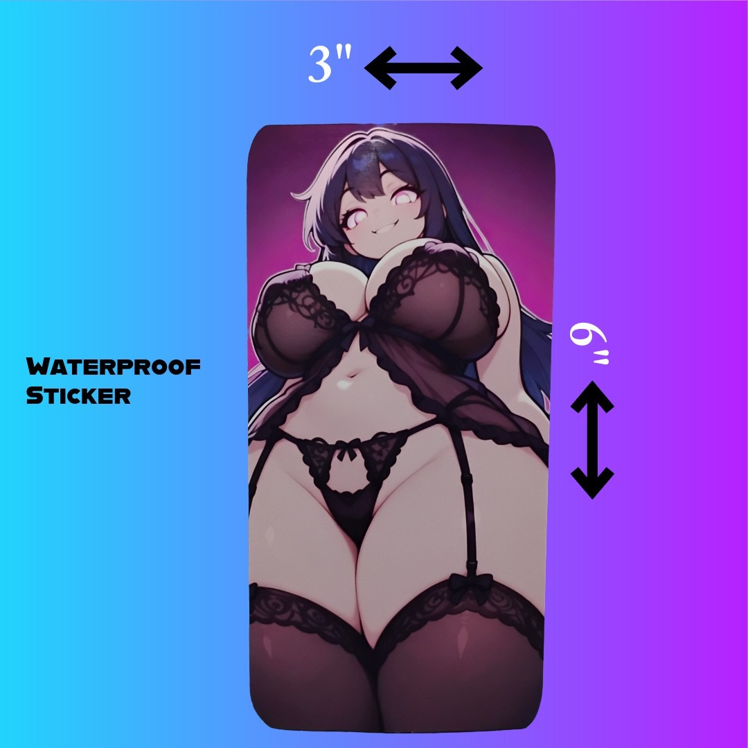 Anime Waifu Glossy Vinyl Decal 6 Inch Waterproof Sticker