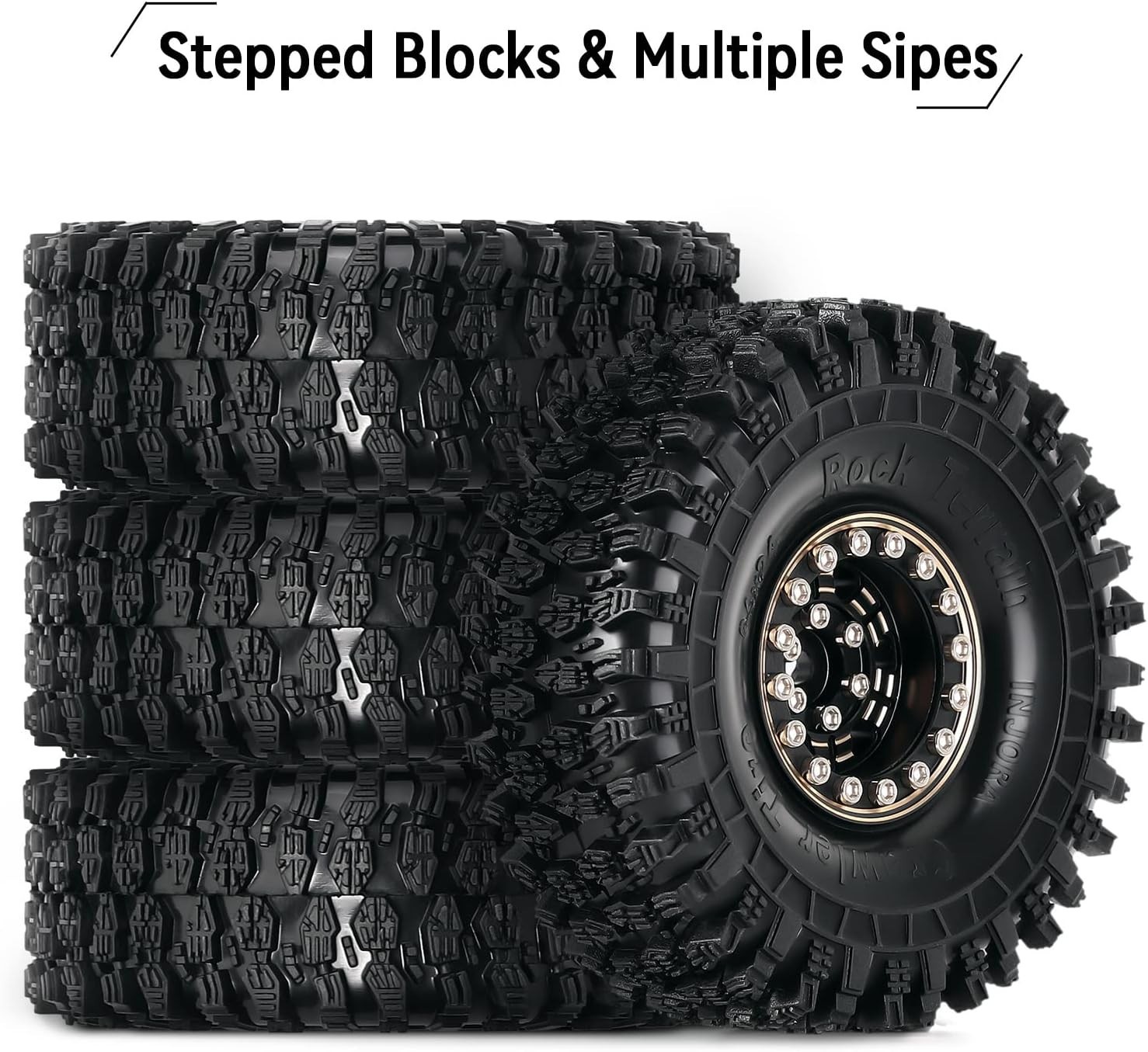 1.0 Brass Beadlock Tires Set 4PCS Tires for 1/18 TRX4M 1/24 RC Crawler Car Axial