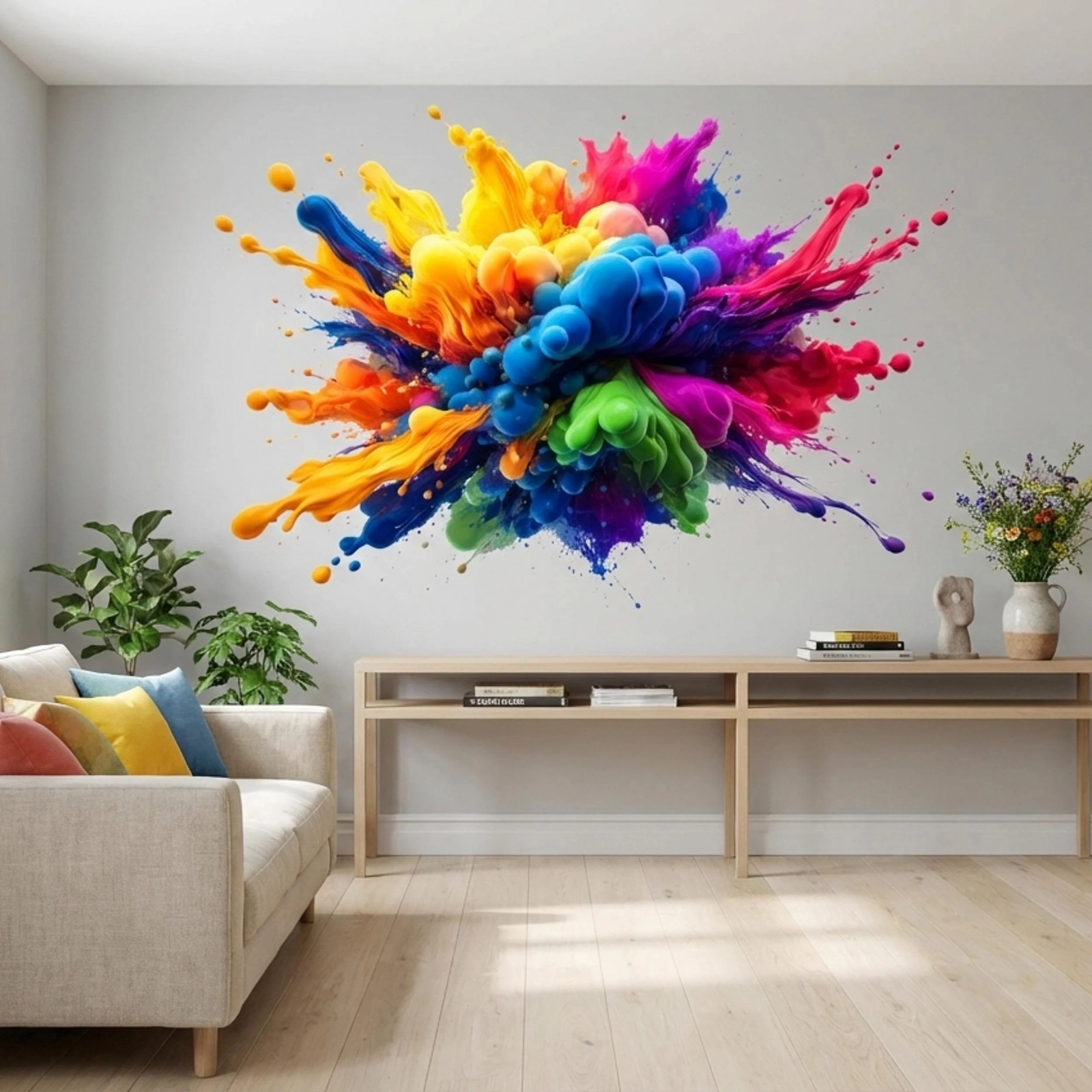 3D Paint Explosion Decal | Rainbow Splash Wall Art