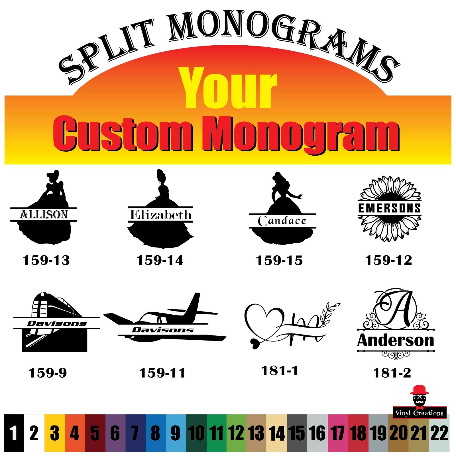Custom Decal Vinyl Text -Lettering Monogram Name Craft Art Design