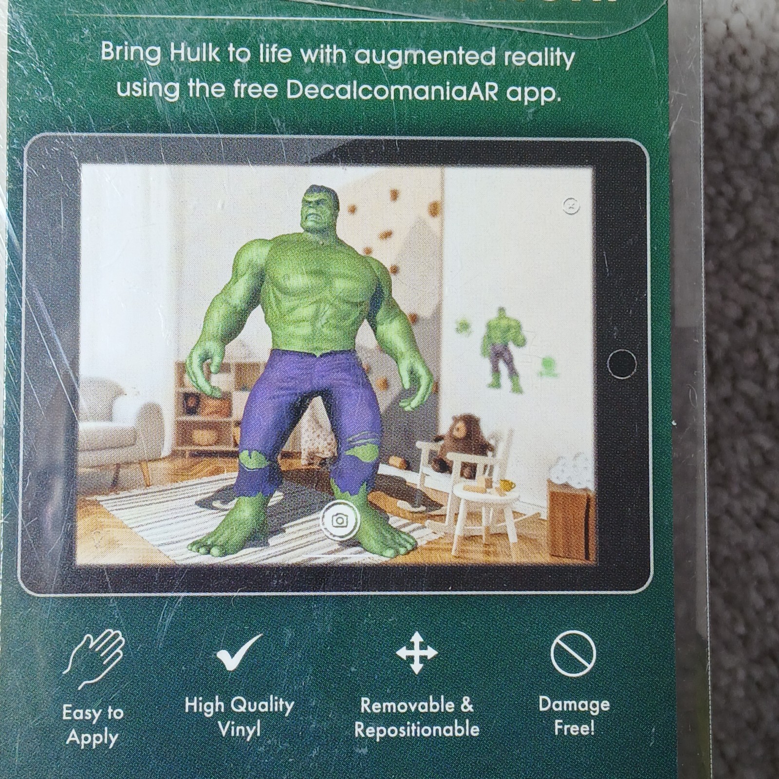 Marvel Incredible Hulk Wall Decal – with 3D Augmented Reality Interaction New