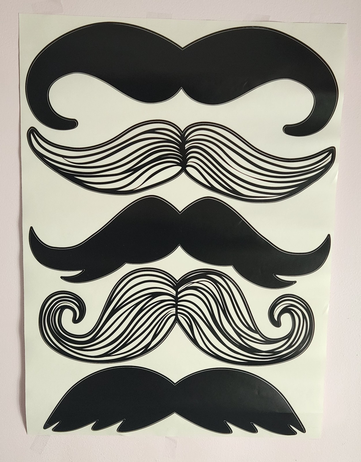 5 Moustache Stickers 15 – 17" Wide