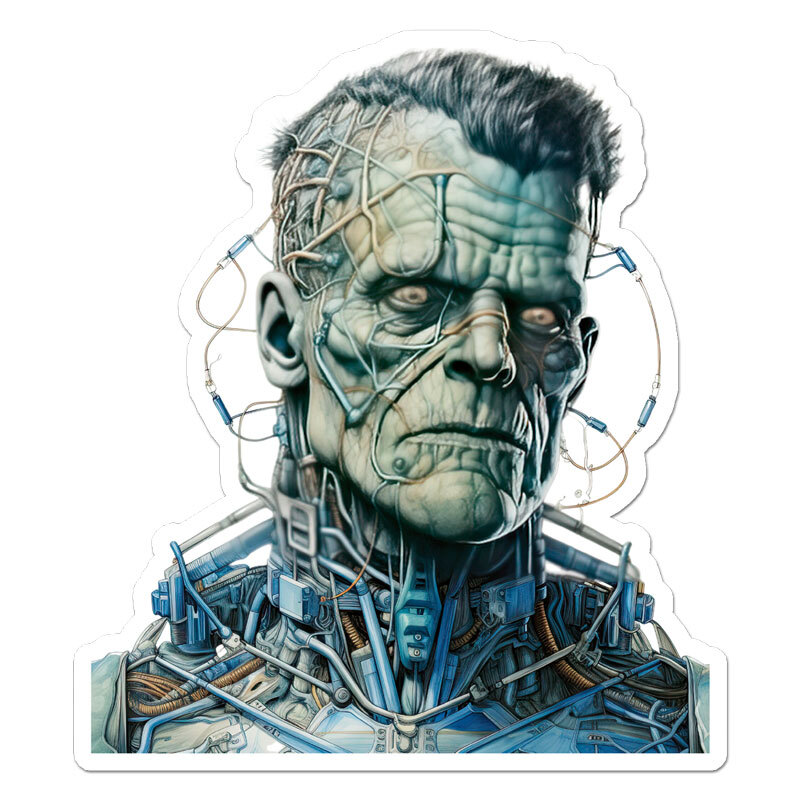 Cyperpunk Frankenstein, Vinyl Decal Sticker, Indoor Outdoor, 3 Sizes, #11522