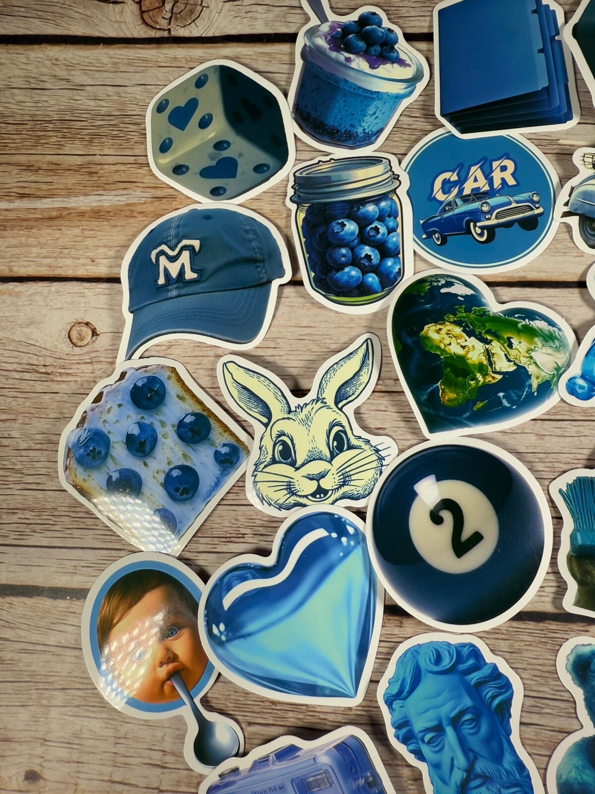 48 Blue Vinyl Stickers Variety Theme Pack Cute Color Decal Sticker Lot Classic