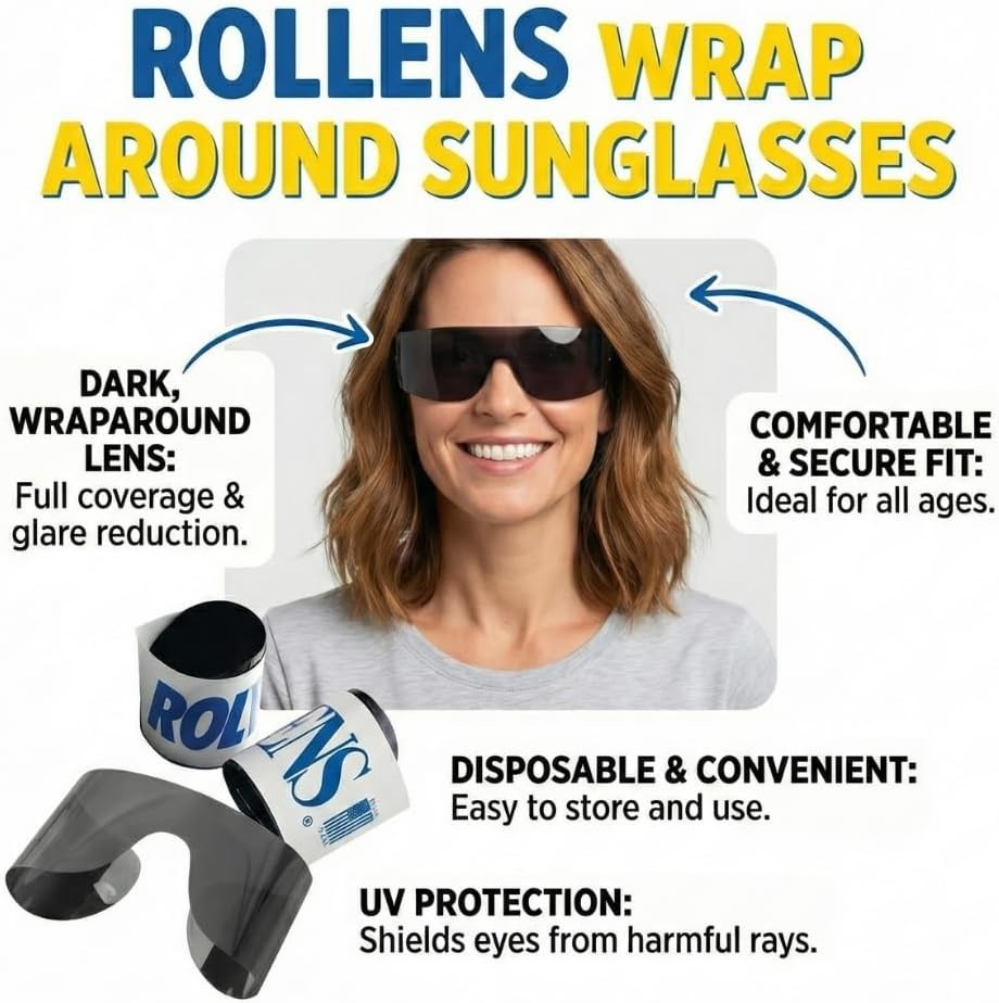 Disposable Wrap Around Sunglasses 100 Count Rollens Post Mydriatic Specs