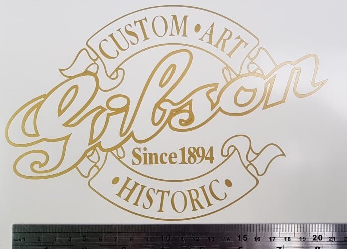 Gibson Custom Art Historic logo Guitar Vinyl Sticker Decal 210mm Wide