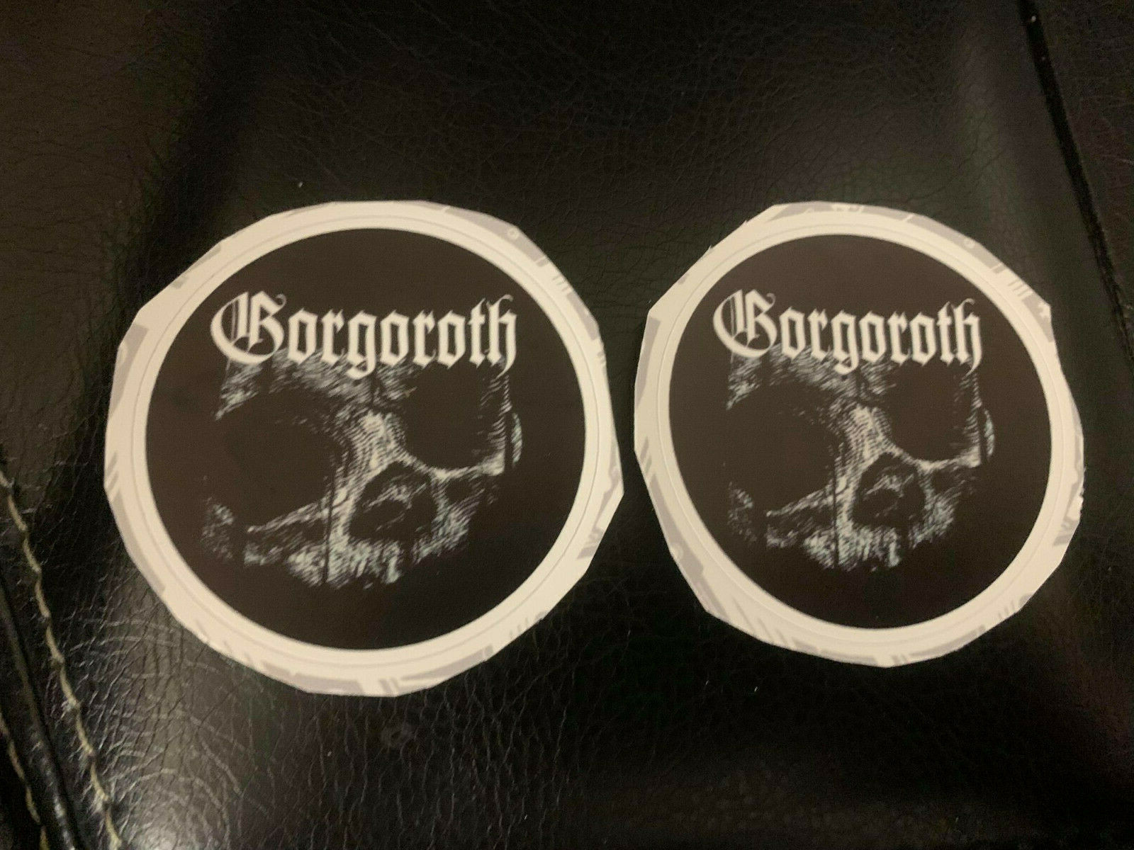 Lot (2) GORGOROTH 2" x 2" Band Logo STICKERS Black White FAST! FREE SHIP!
