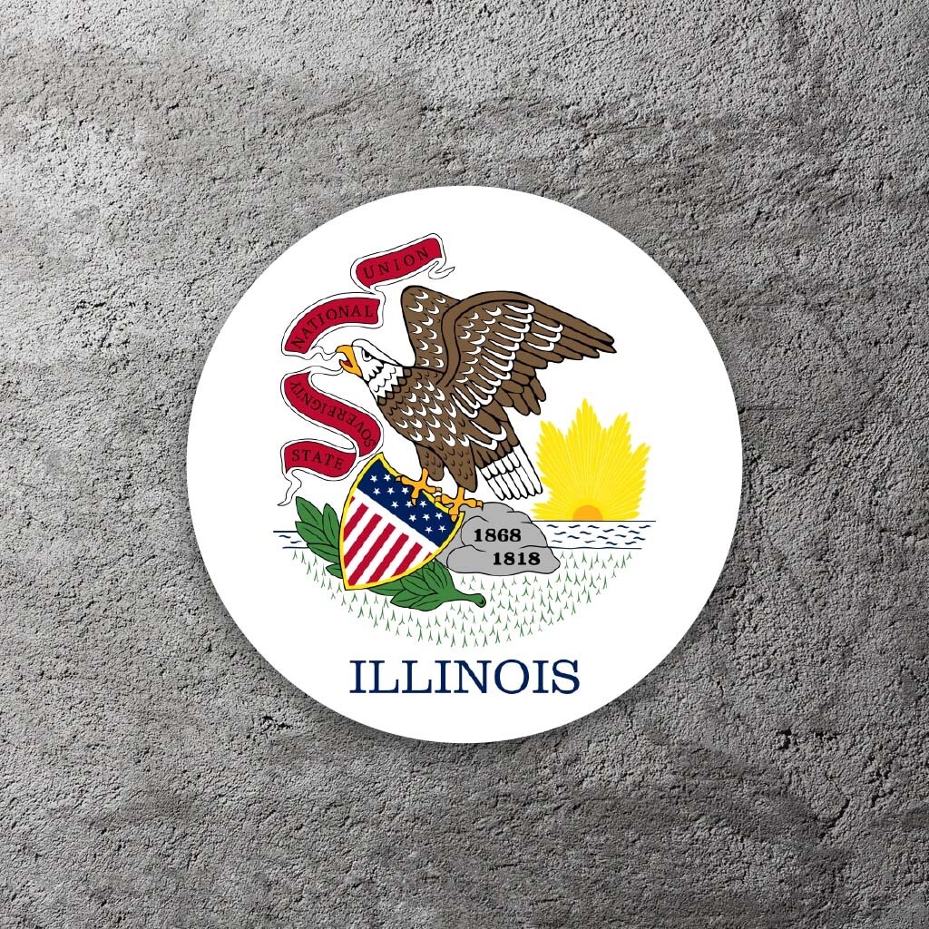 Illinois State Flag Vinyl Sticker 3.5" Wide – Includes Two Stickers