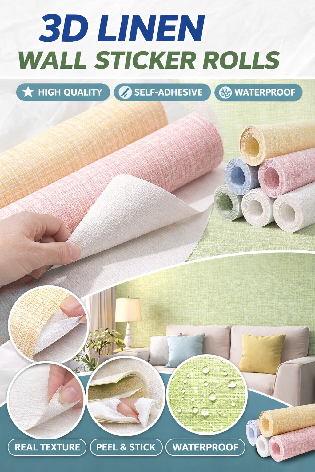 3D Foam Wall Sticker 50cm Self Adhesive PVC Waterproof Wallpaper Panel