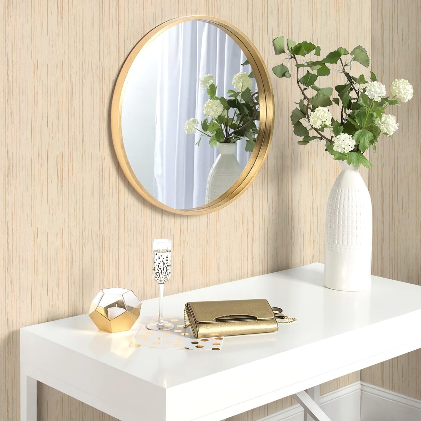Beige Grasscloth Peel and Stick Wallpaper – 15.7"x120" Vintage Removable Wate…
