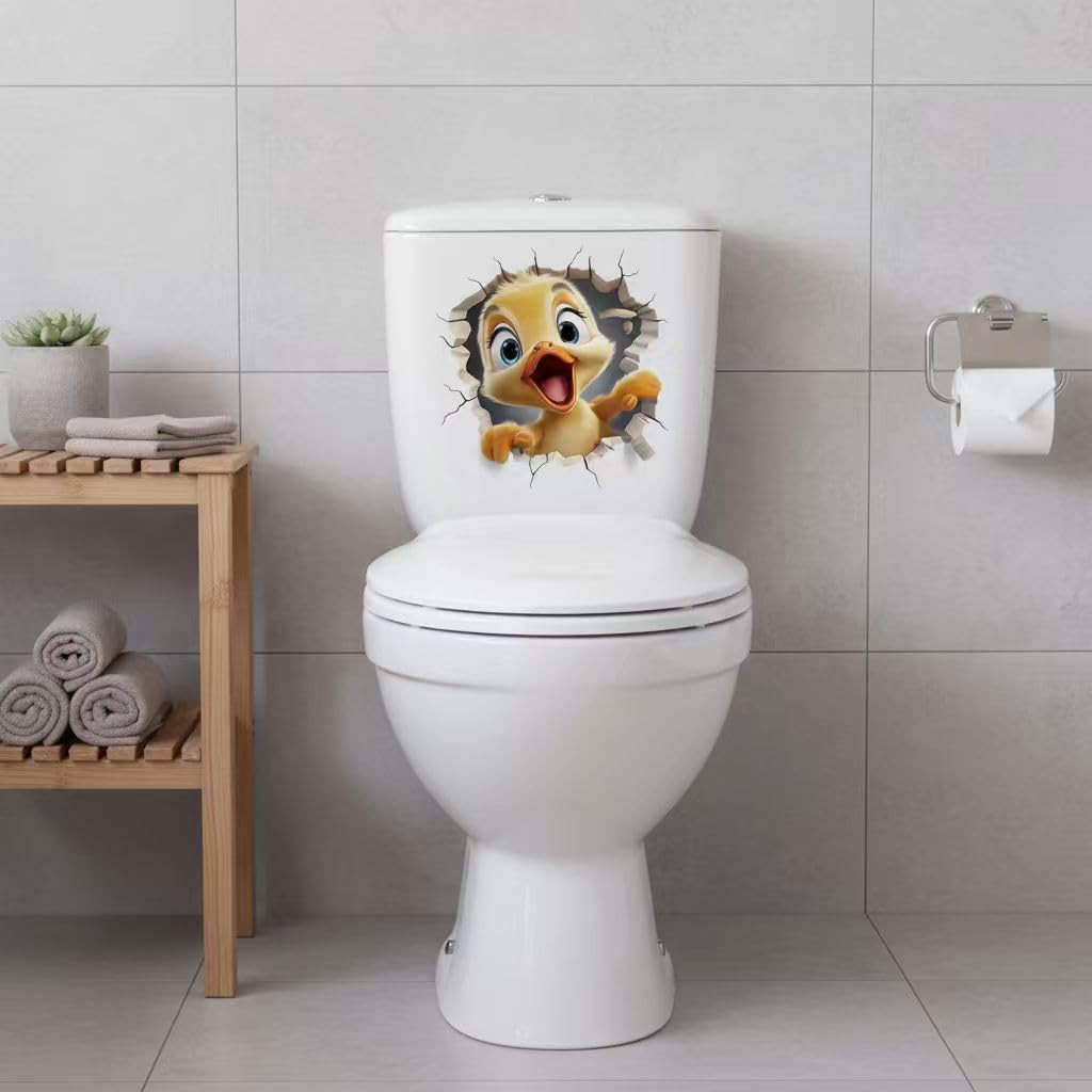 1 PCS Cute Duck Sticker for Bathroom Toilet Lid Wall Decals 11.8X11.8In | Cute A