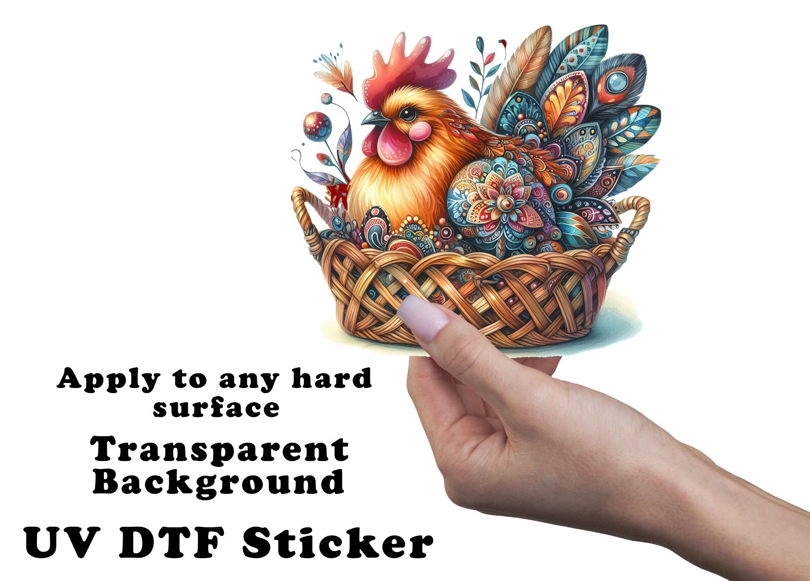 Baby Donkey in Lavender Basket UV DTF Transparent Sticker / Decal