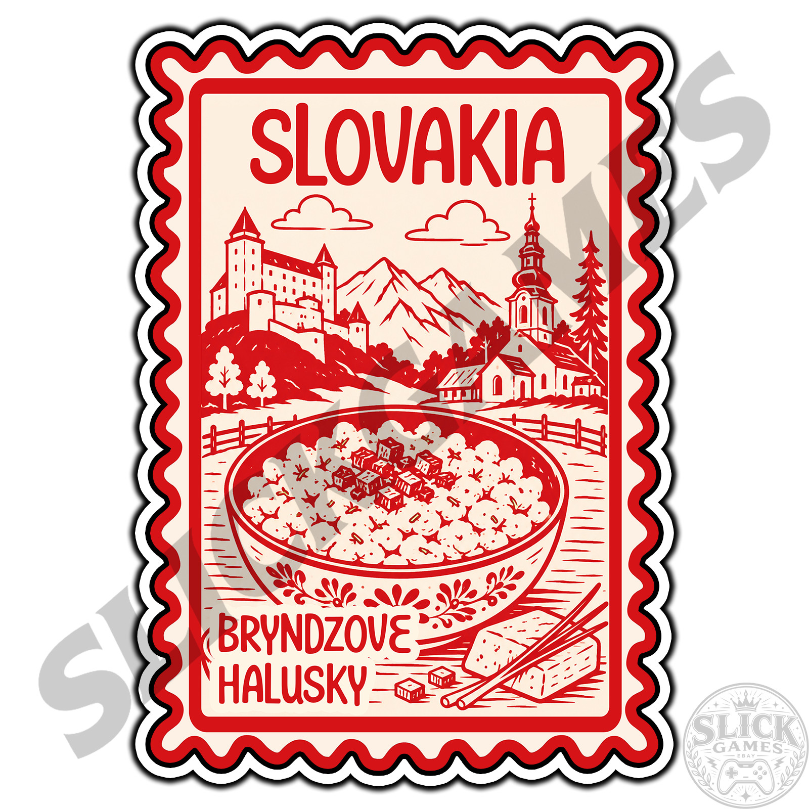 Slovakia Bryndzove Halusky Travel Postage Stamp Sticker #1 Waterproof Vinyl Deca