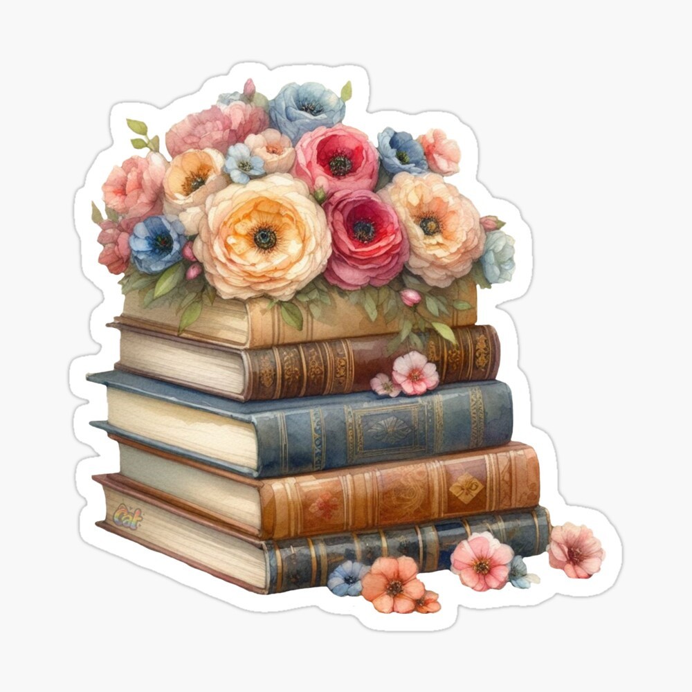 Blooms and Bindings Sticker by C Autumn Trapp Original Art 3" x 3"