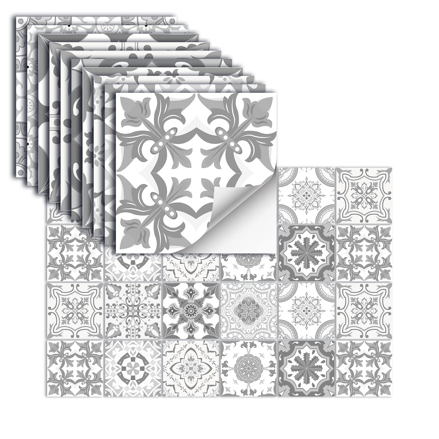 24 Pcs 8×8 in (20x20cm) Peel&Stick Tile Stickers-Waterproof Removable Backspl…