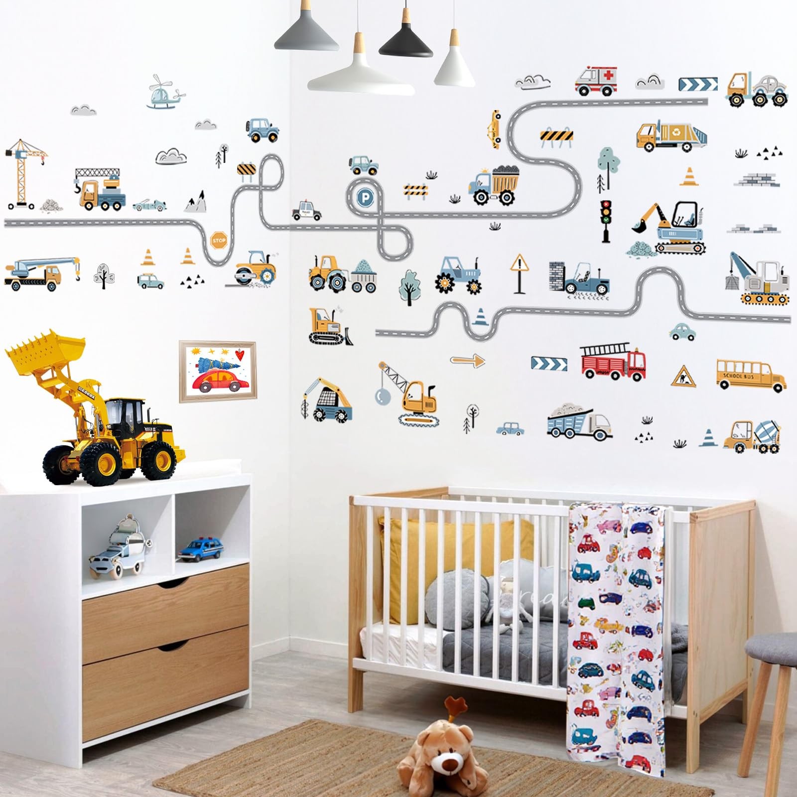 Vehicles Road Transportation Wall Stickers Construction Cars Wall Decals Boy …