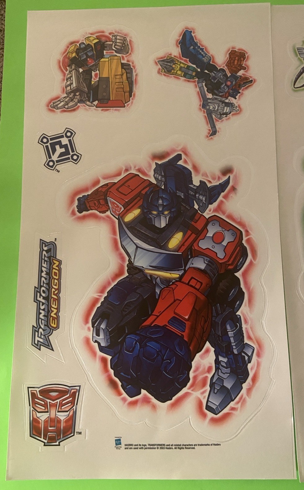Transformers Energon Wall Decal Decor 4 Sheet Set Peel Stick Remove USA Made