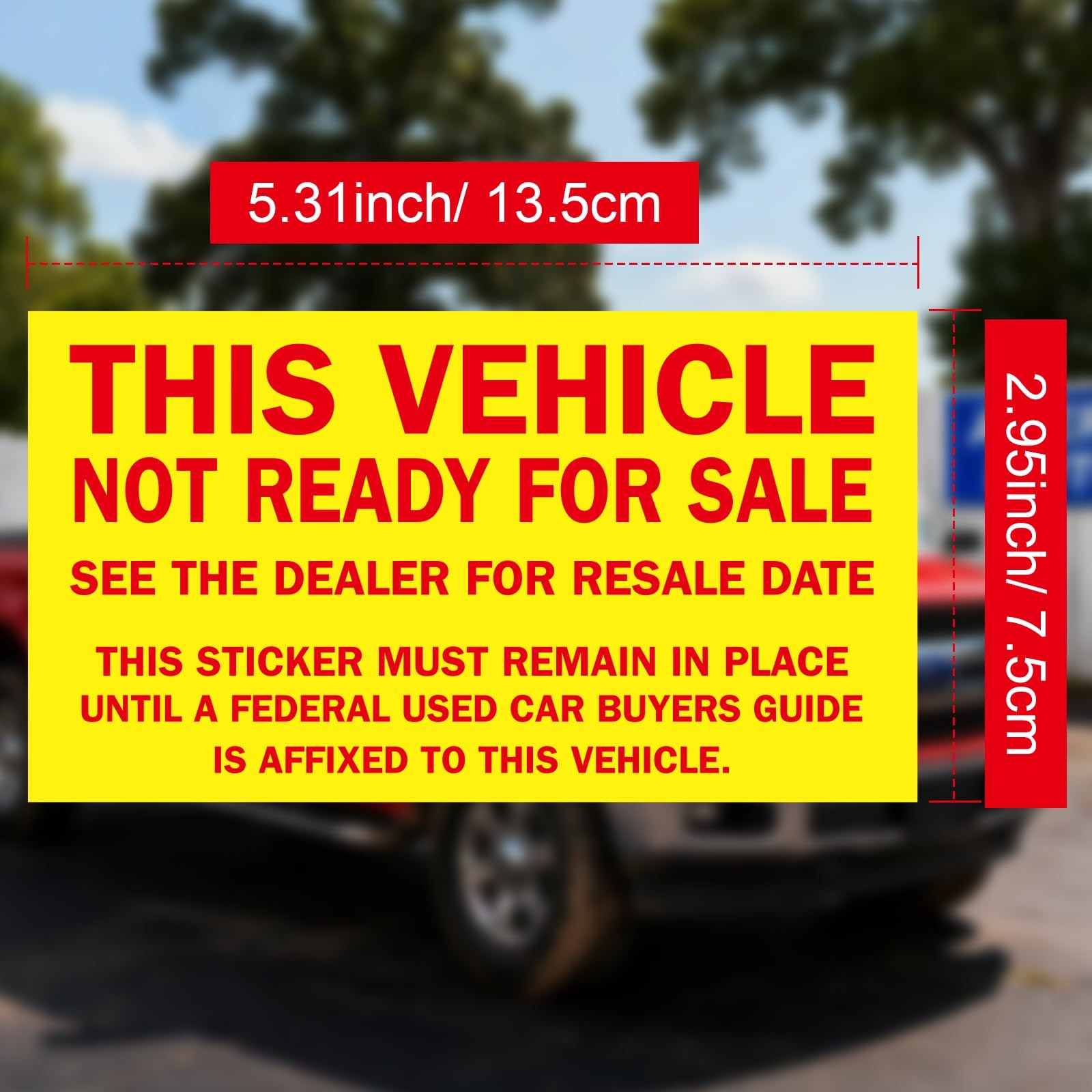 100 Pcs Car Dealer This Vehicle Not for Sale Stickers Yellow RED Lettering，2 …