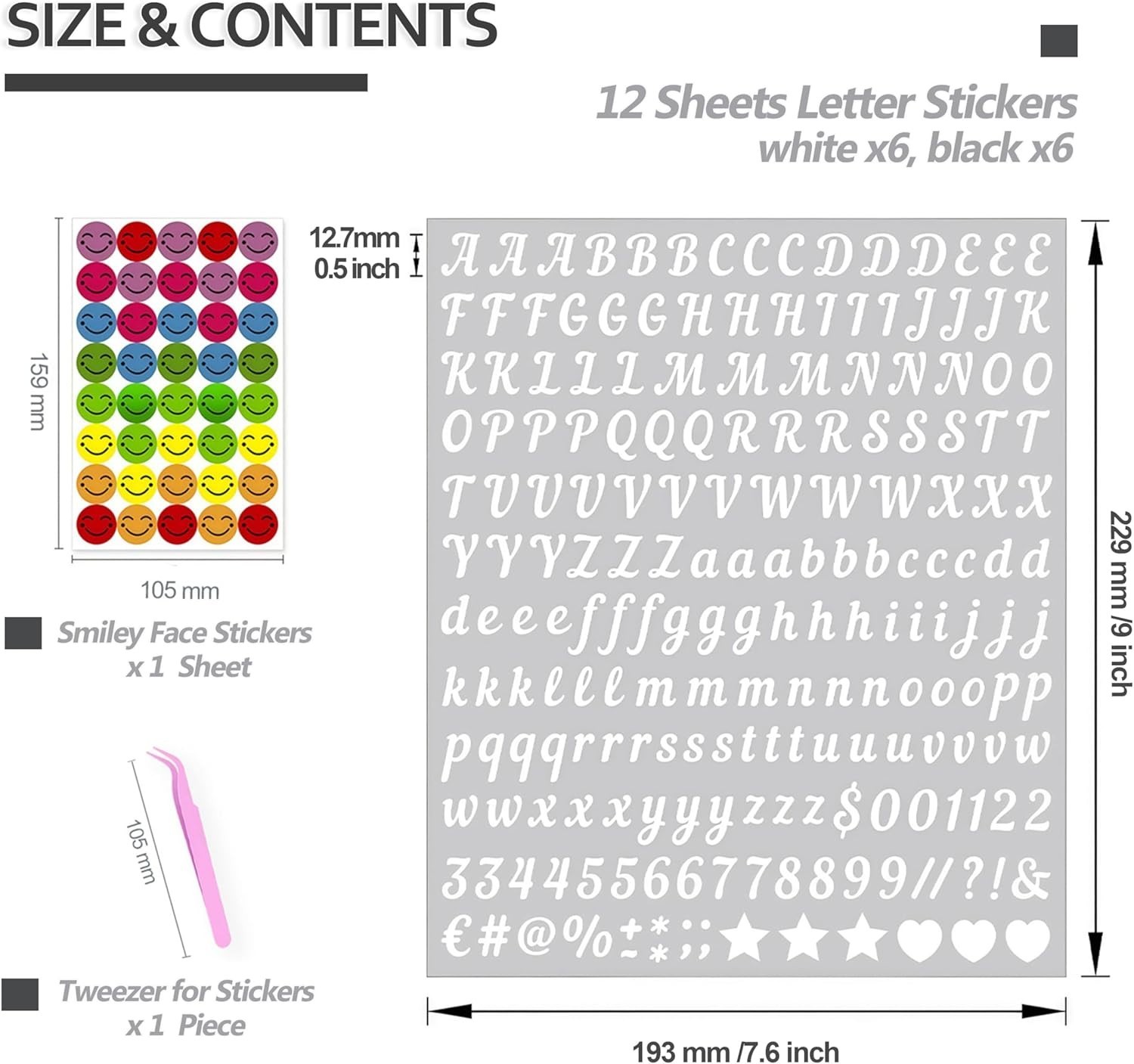2500 PCS Mini Letter Stickers Small, Cursive Font 1/2 Half Inch (0.5 in)