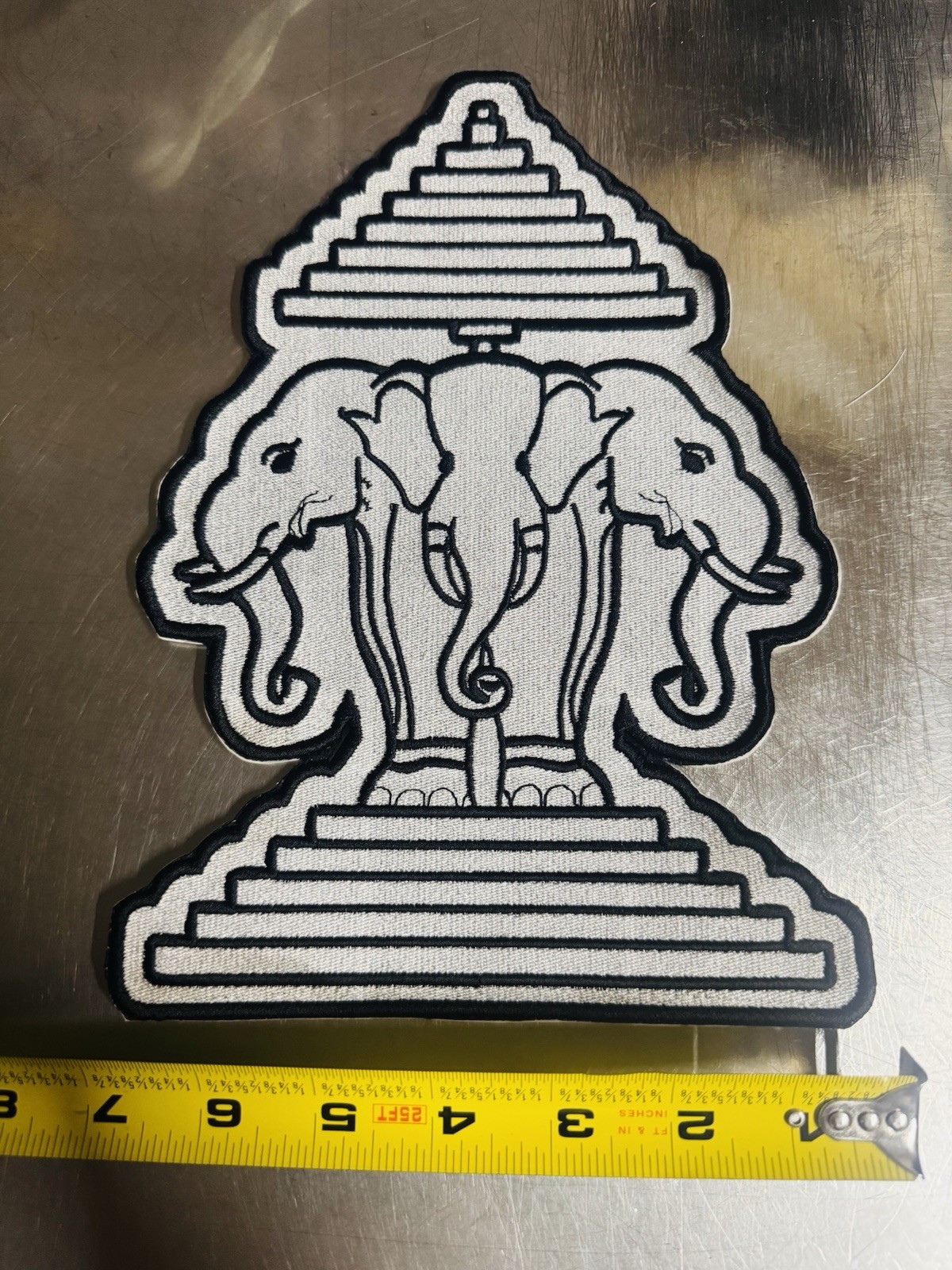 Large 3 Headed Elephant Embroidered Patch – Southeast Asian – Erawan Laos Thai