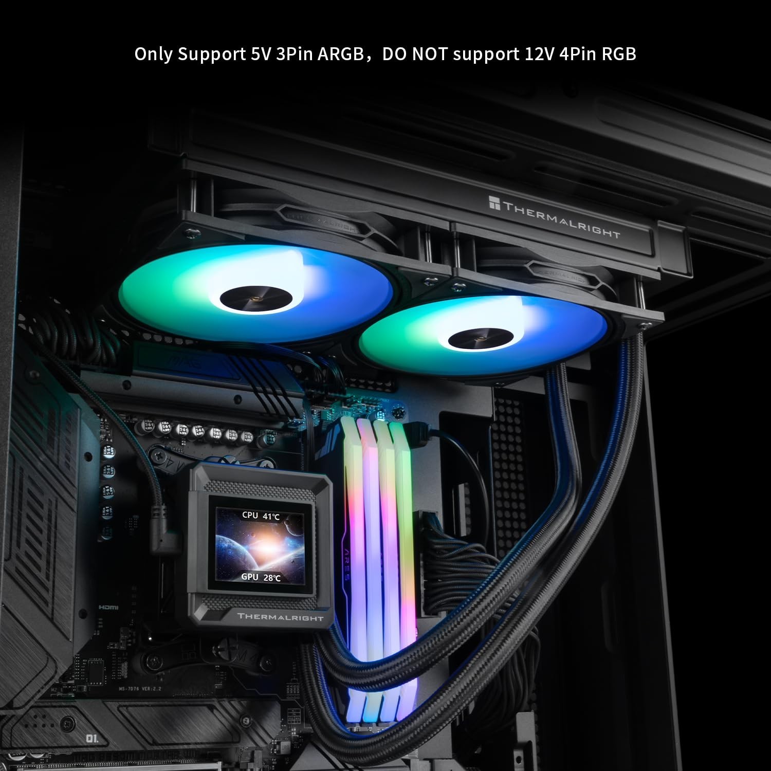 FW 240 SE ARGB Black-Aio CPU Liquid Cooler,Ips LCD Screen with 320 * 240 Resolut
